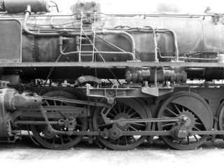 Ruedas de una locomotora de vapor Renfe 141